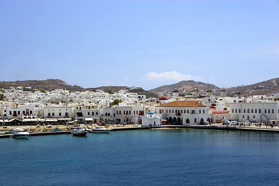 Mykonos Town Greece from Harbor